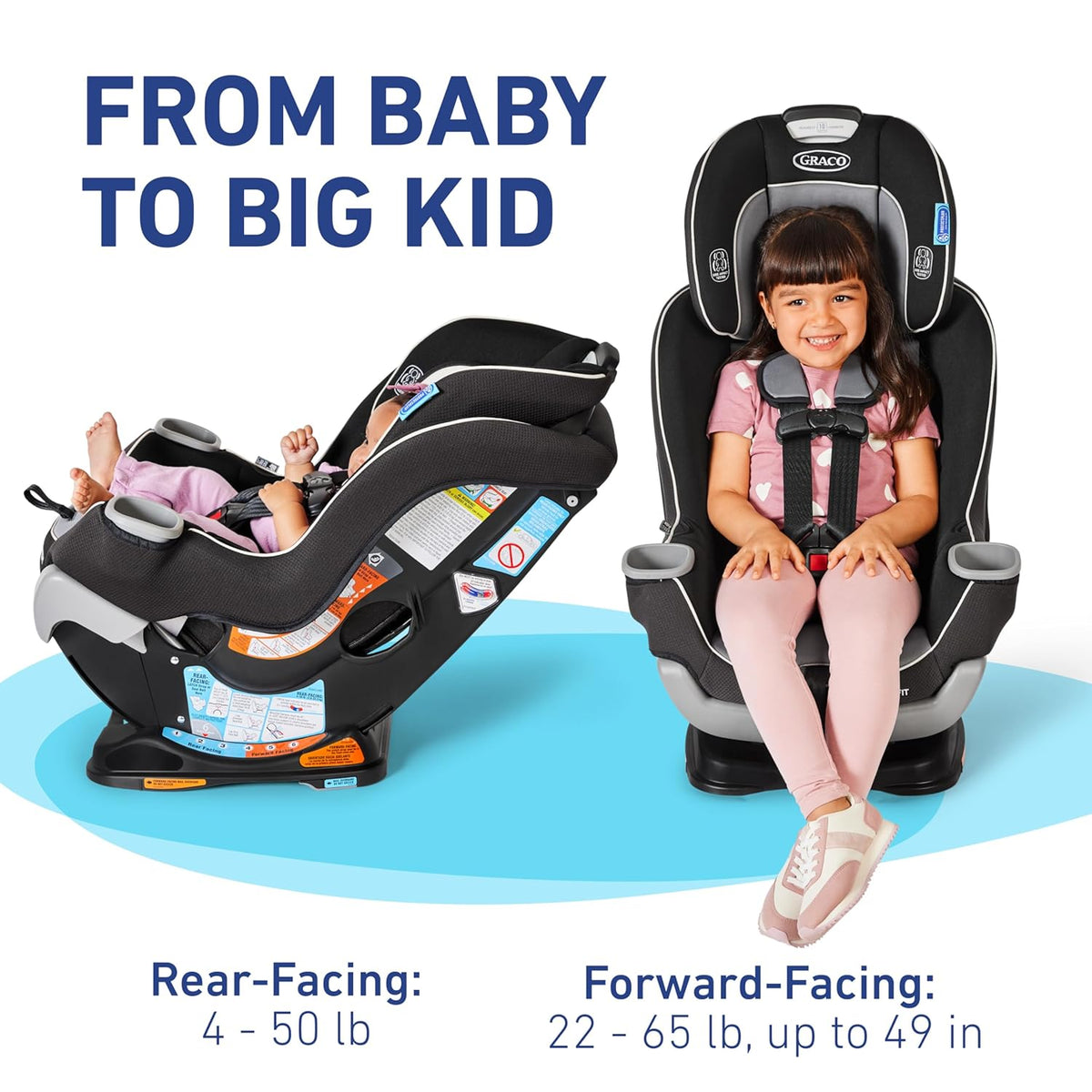 Convertible Baby Car Seat Rear- and Forward-Facing With Adjustable Extension Panel, Gotham - Extend2Fit