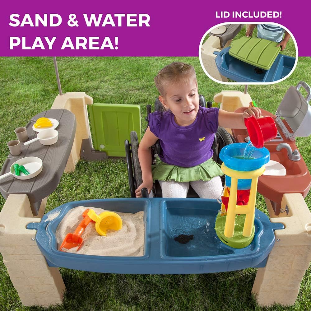 Step2 Kids' All Around Playtime Patio Kitchen Play Set With Canopy, 47.5 x 47.5 x 60 Inches - 874100