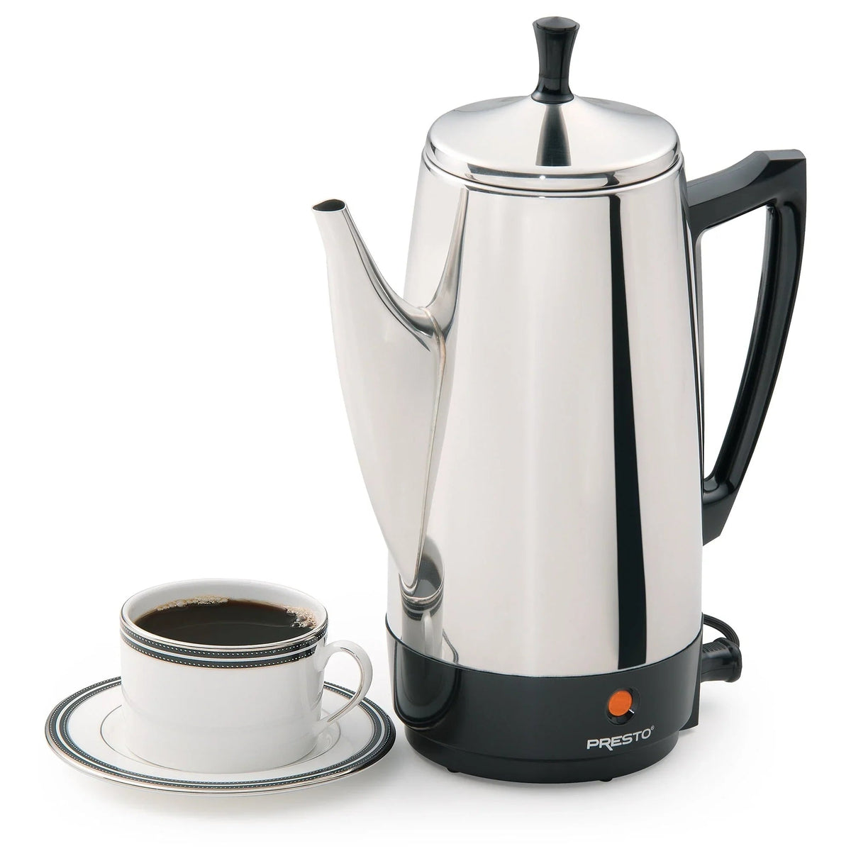 Presto Stainless Steel Percolator Coffee Maker, 2 to 12 Cups, Silver