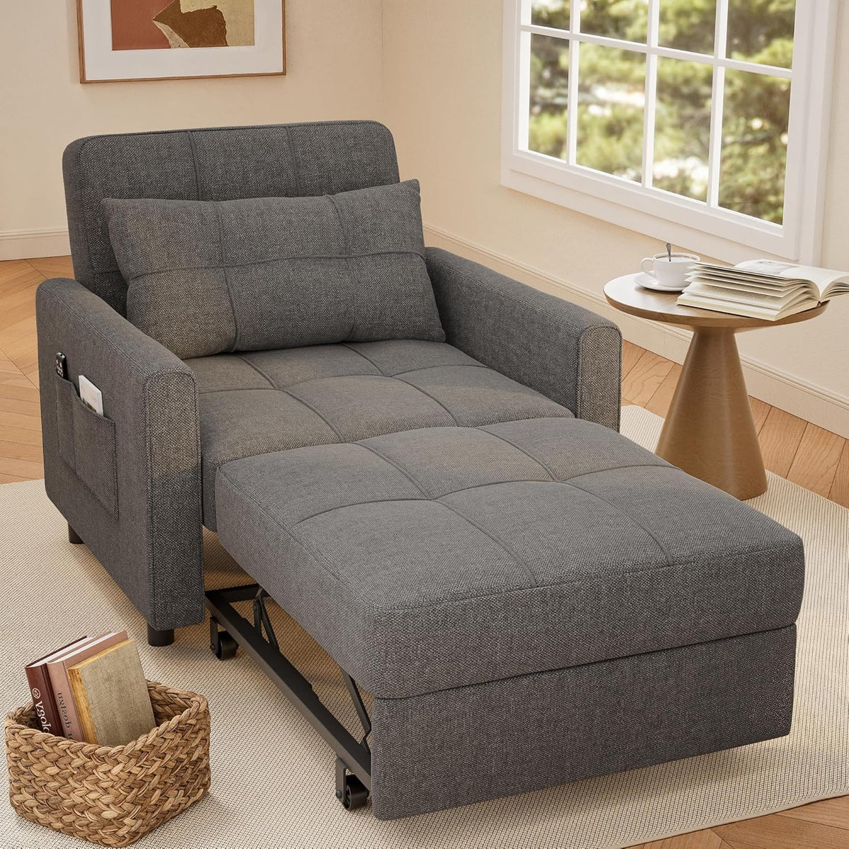 3-in-1 Convertible Pullout Sleeper Chair Bed - 75in x 26in x 17in