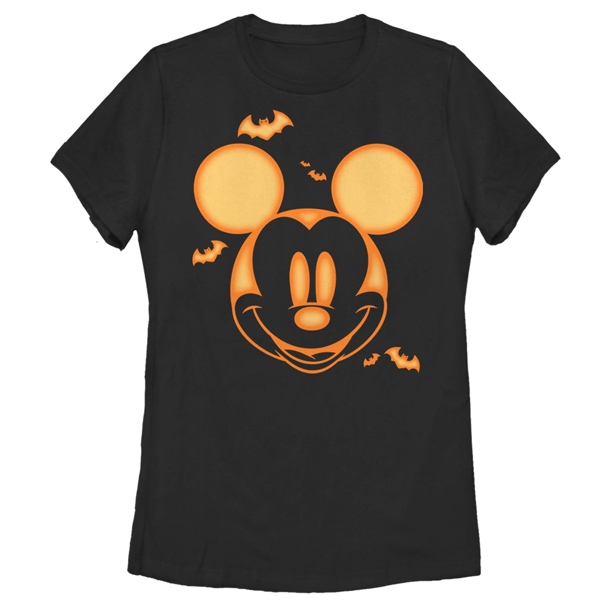 Women's Mickey & Friends Halloween Pumpkin Face Graphic Tee Black 2X Large