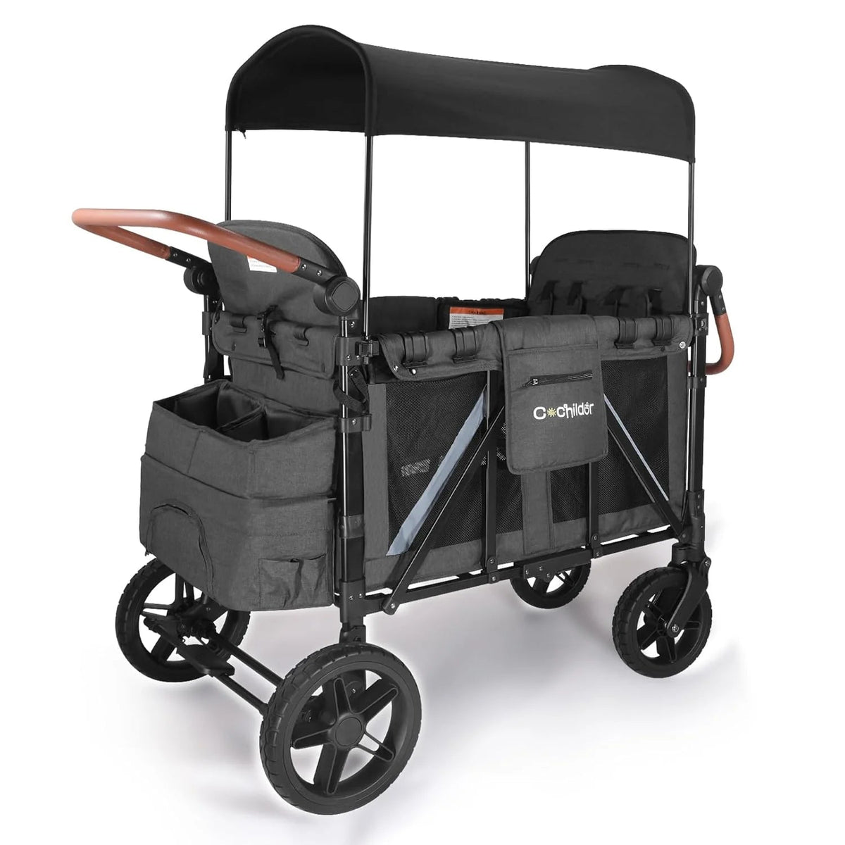 Cochildor 4 Seater All-Terrain Wagon Stroller, 300 lb Capacity, Light Grey - ST4N
