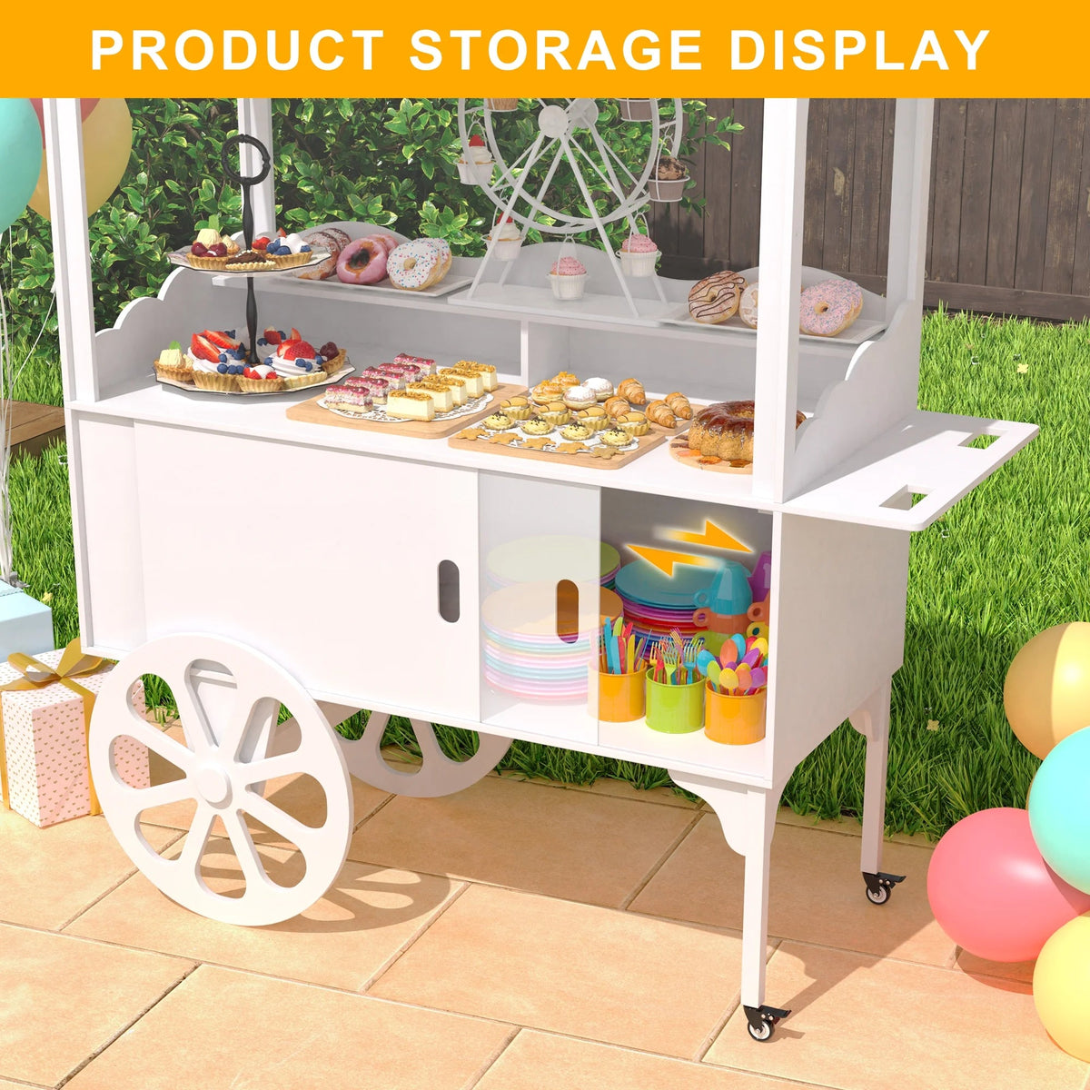 GDLF Candy Cart With Wheels And Storage Cabinet - 68.5 in