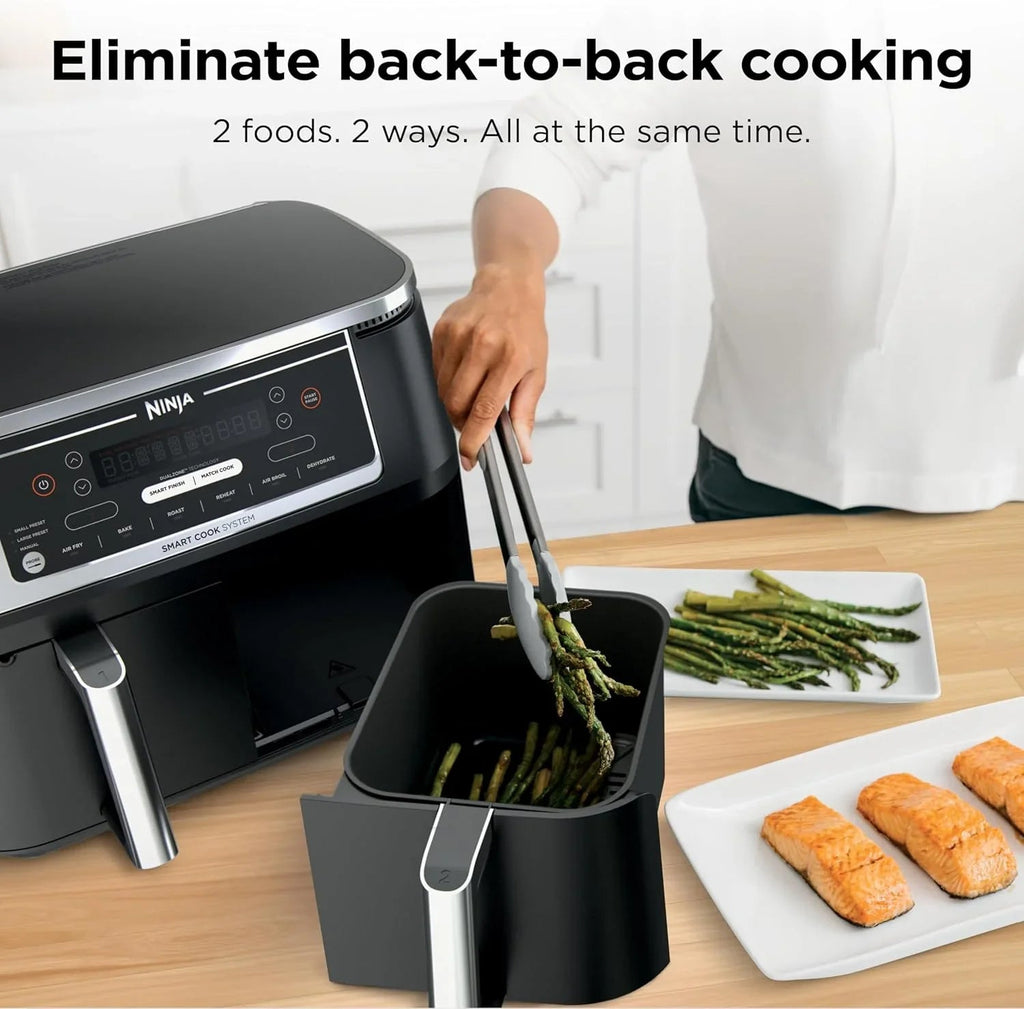 Ninja Foodi 10 QT 6-in-1 DualZone Smart XL Air Fryer, 2 Independent 5 QT Baskets, Grey - DZ550
