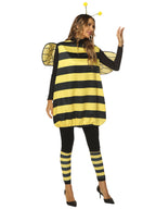 Bee Costume for Women Halloween Costume Bee Dress with Wings Headband Leg Sleeves Funny Costume