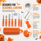 Halloween Pumpkin Carving Kit Heavy Duty Stainless Steel Pumpkin Carving Tools With Carrying Sculpting and Carving 7pcs